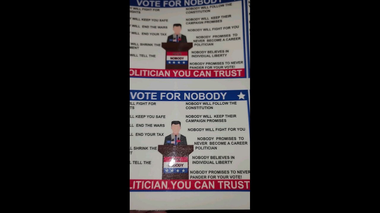vote for nobody because nobody is a politician you can trust