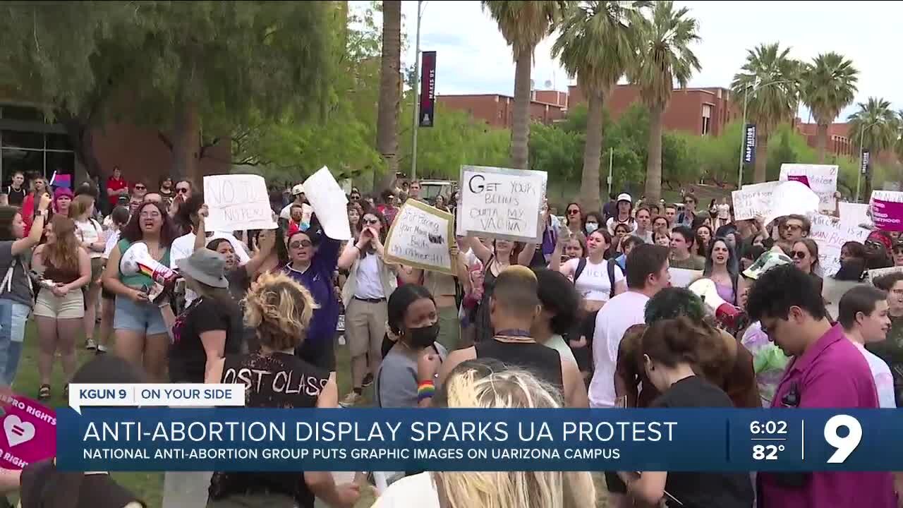 Graphic anti-abortion display at UA sparks counterprotest from students