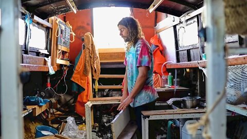 Engineer DIY Restores and lives on Steel Sailboat // Liveaboard Tour.