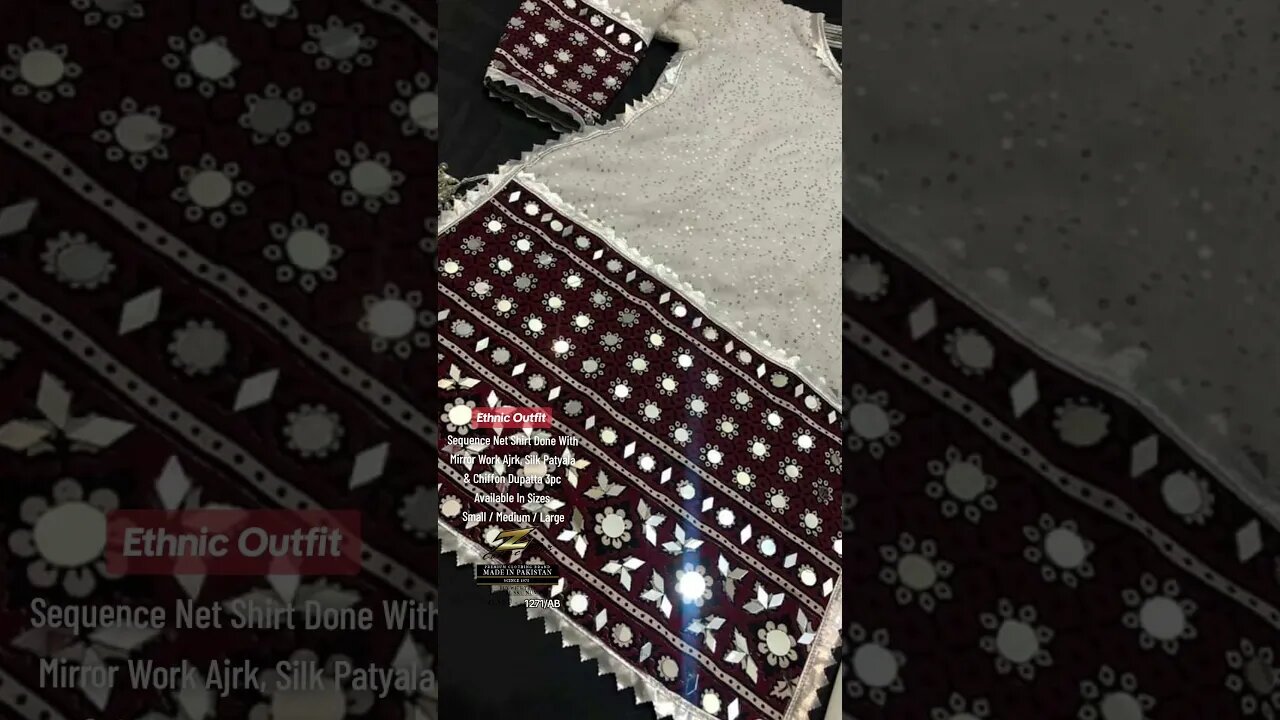 Ajrak Style 3pc Mirror Worked | Ready To Wear #shorts