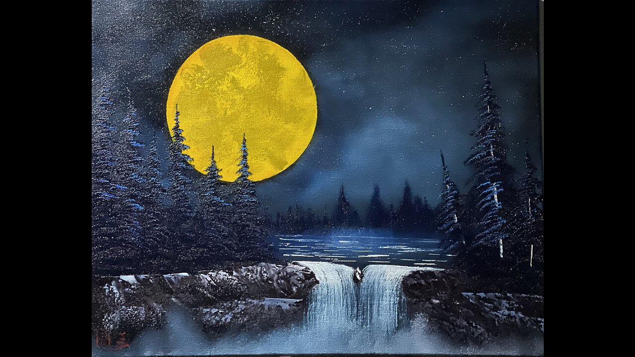 Full Moon Falls - #bobross #shorts