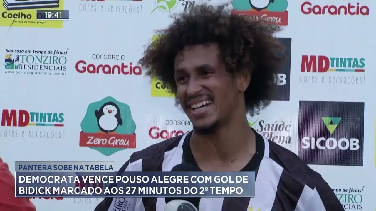 Democrata vence pouso alegre com gol de bidick marcado aos 27 minutos do 2º tempo