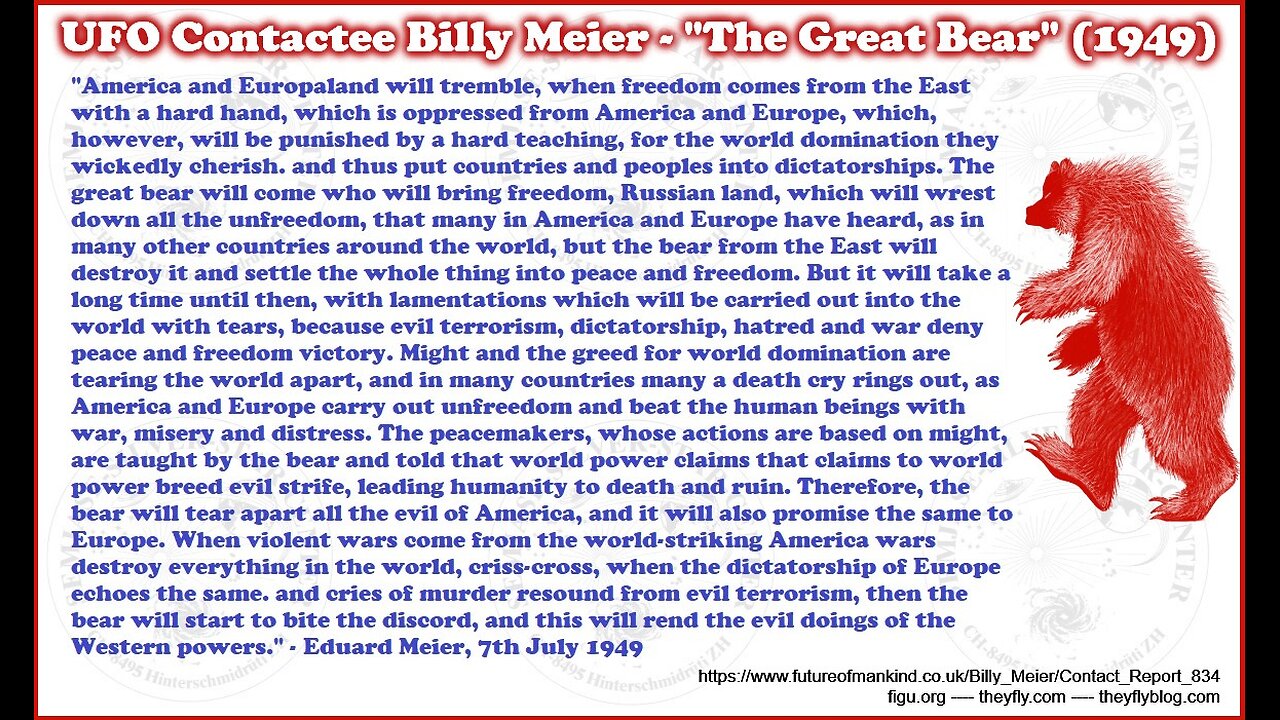 Billy Meier UFO Contact Related Info - Russian bear will liberate Europe