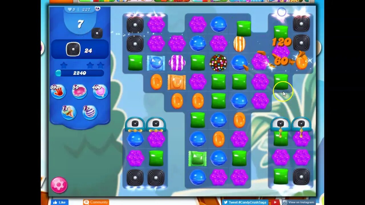 Candy Crush Level 227 Talkthrough, 18 Moves 0 Boosters