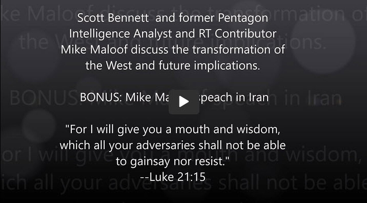 2023-10-05 Scott Bennett, Mike Maloof, Pentagon Intelligent Analyst. Transformation of the West.