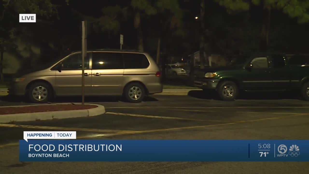 Cars in line hours early at Boynton Beach food distribution