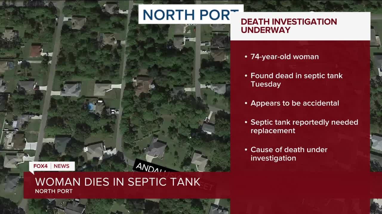 A 74-year-old North Port Woman found dead in a septic tank