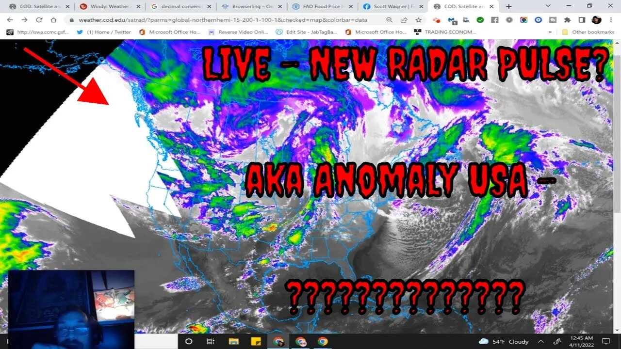 A New RADAR Glitch just starting USA AGAIN? No SUN activity? What's pulsing?: Apr 11, 2022 12:45 AM