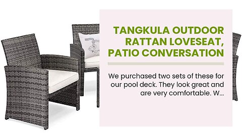 Tangkula Outdoor Rattan Loveseat, Patio Conversation Set with Cushions & Table, Modern Patio Fu...