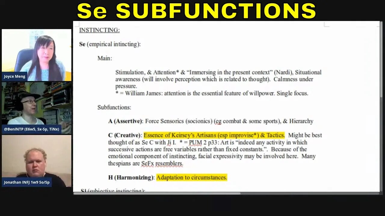 Se: Extraverting Sensing/Instincting & its #JungianSubfunctions