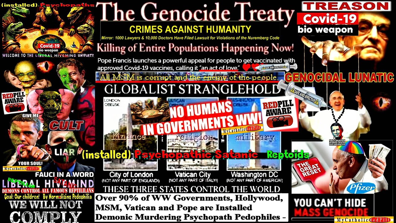 Over 90% of WW Governments, Hollywood, MSM and Vatican are Installed Demonic Murdering Psychopaths