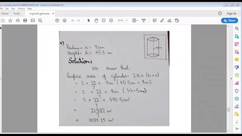 Class 7 Maths B Surface Area of CYLINDER 10 8 2020