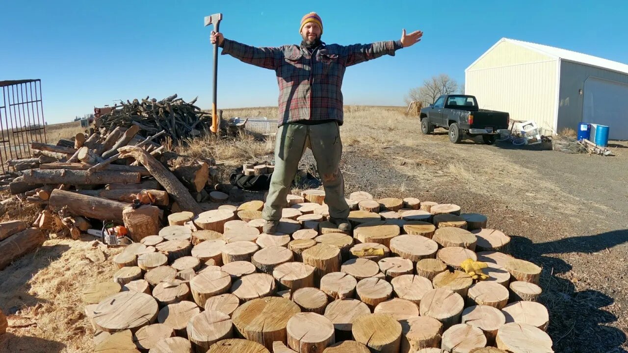 Splitting a cord of firewood as fast as I can