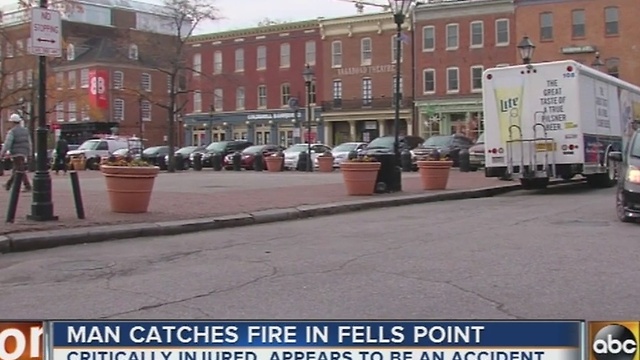 Man catches fire in Fells Point