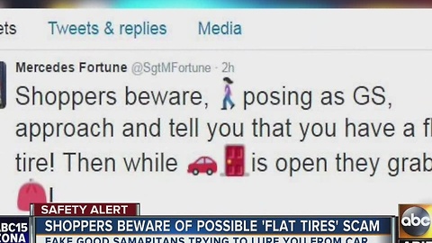 Flat tire scam circulating Valley