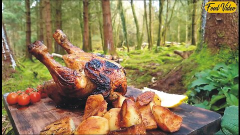 Lemon Crunchy Chicken cooked in the middle of the forest. #food Relaxing Food