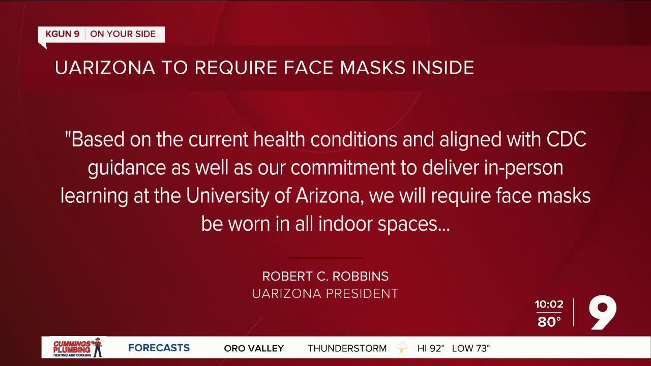 UArizona to require masks, reversing earlier call