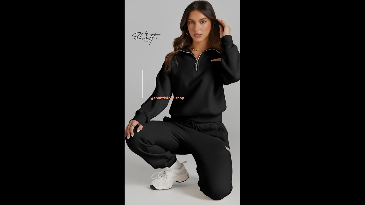 Quarter Zip Top and Drawstring Pants Activewear Set🔥