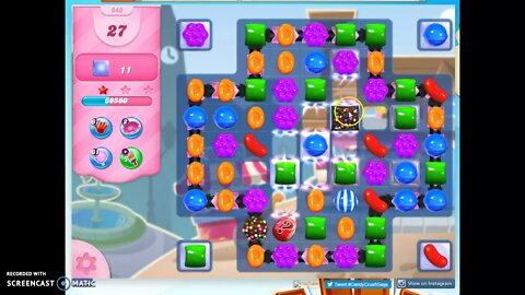 Candy Crush Level 843 Audio Talkthrough, 2 Stars 0 Boosters