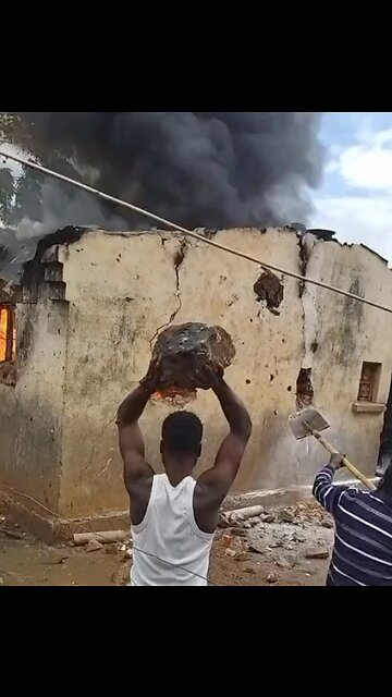 Black guys trying to extinguish a fire