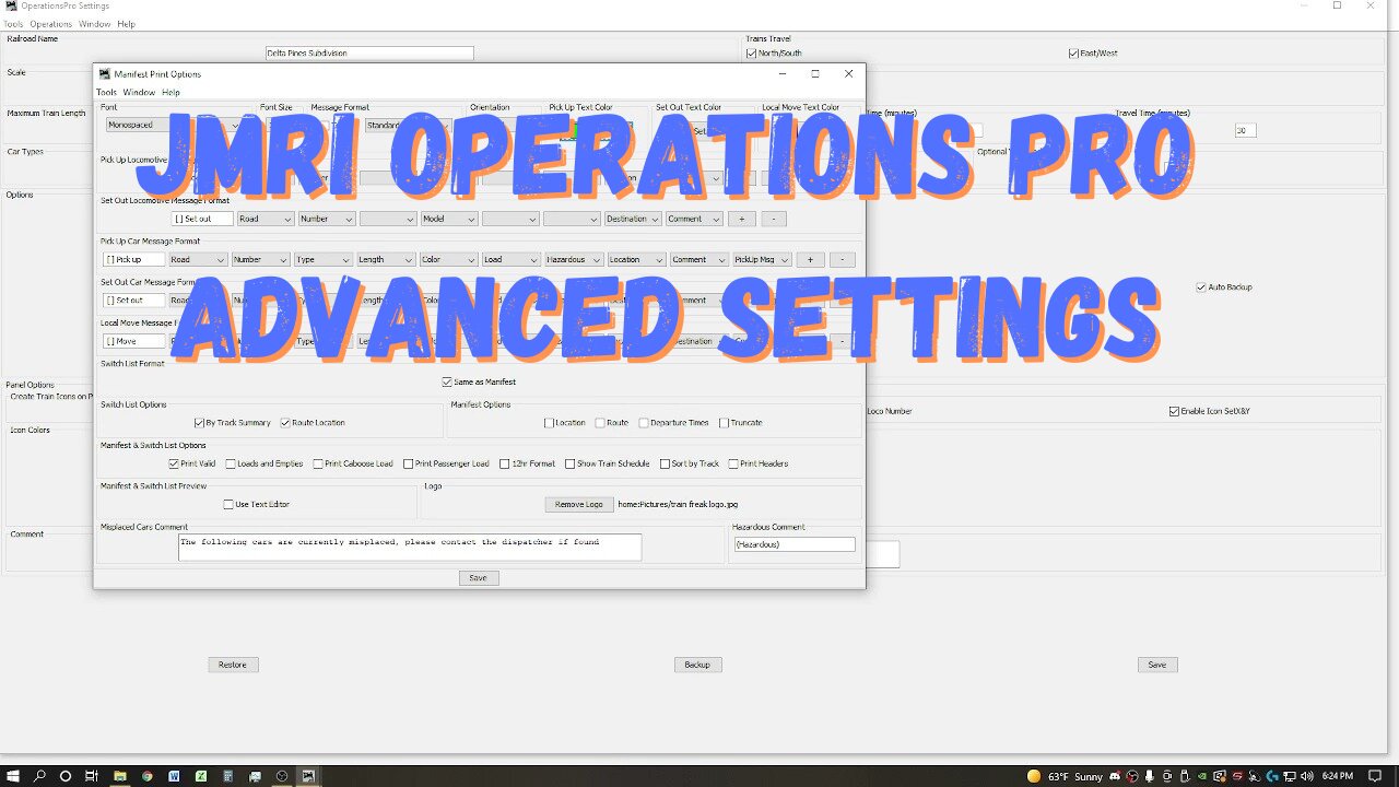 JMRI Operations Pro - Advanced Settings (Part 6)