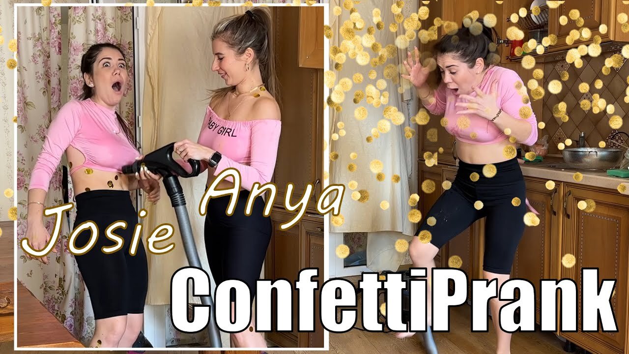 Incredible incident while vacuuming | Josephine and Anya Vacuuming each other from confetti