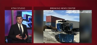 Semi-truck driver hospitalized after crash with train in North Las Vegas
