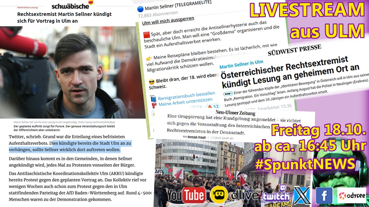 LIVE aus Ulm, Martin Sellner an freier Rede hindern und Aufenthaltsverbot!