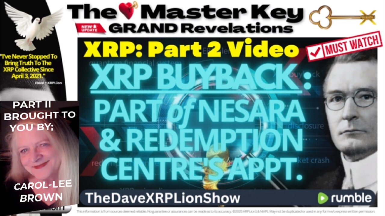 XRP: PART 2 VIDEO: XRP BUYBACK: PART of NESARA & REDEMPTION CENTRE'S APPT