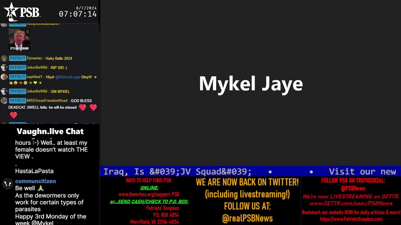 2024-08-07 07:00 EDT - Patriots Soapbox AM: with MykelJaye