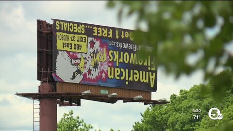 Yes, this billboard on I-480 is supposed to look like this