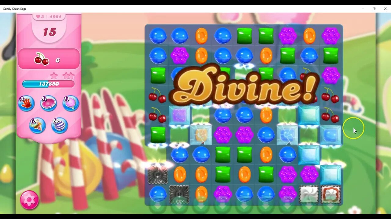 Candy Crush Level 4984 Talkthrough, 22 Moves 0 Boosters