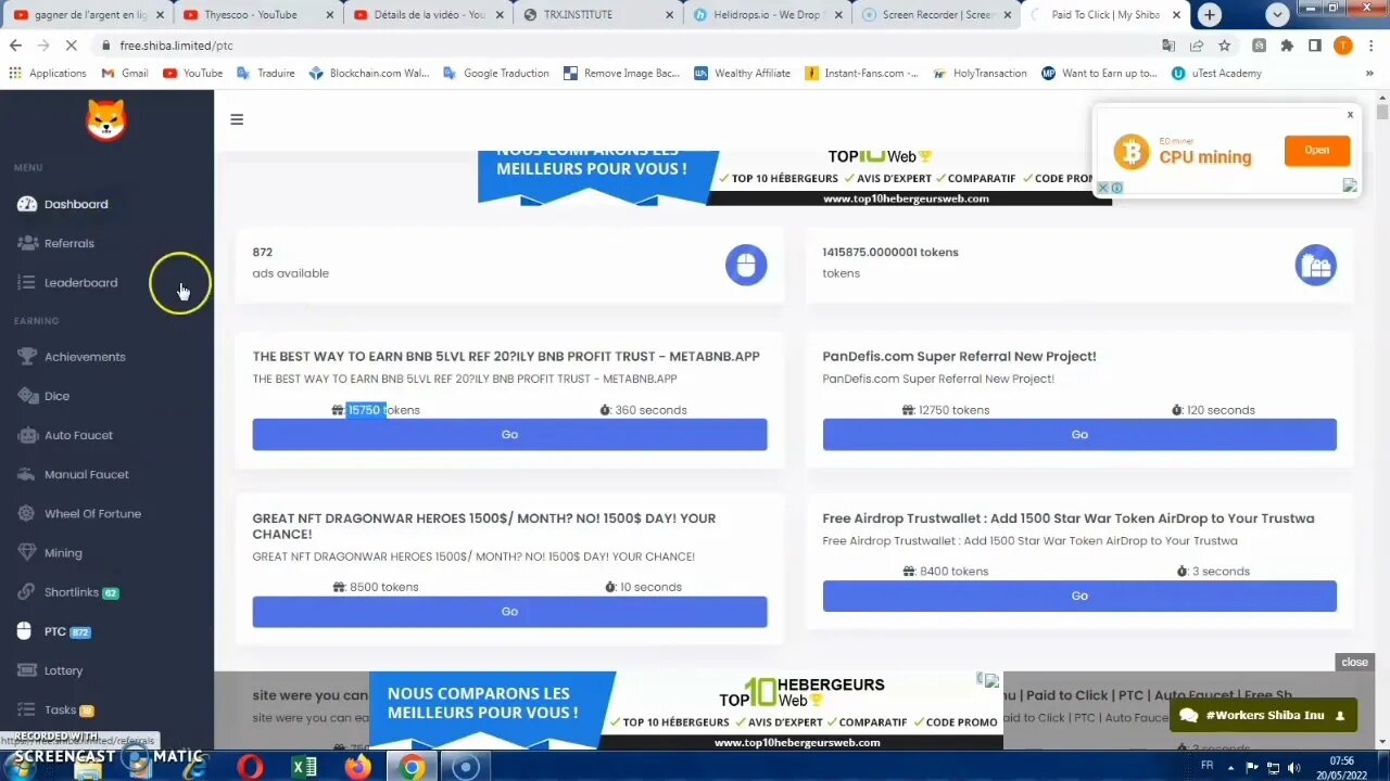 Comment j'ai gagné plus de 60 millions de crypto shiba en cliquant les publicités