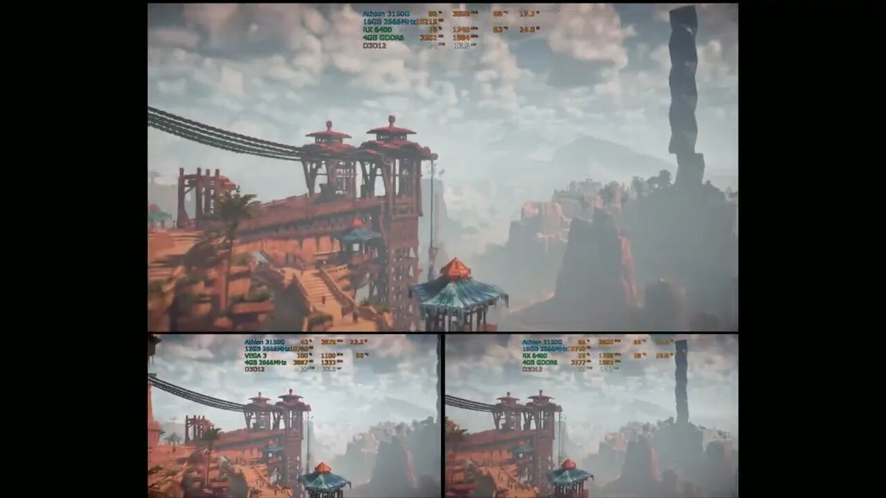 Vega 3 Vs. RX 6400 utilizando um processador AM4 arquitetura ZEN de 4 nĂșcleos e 4 threads.