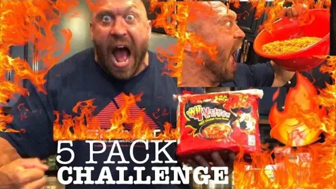 2X Flaming Hot Spicy Ramen Noodle Chicken 5 Pack Food Challenge Mukbang With Ryback