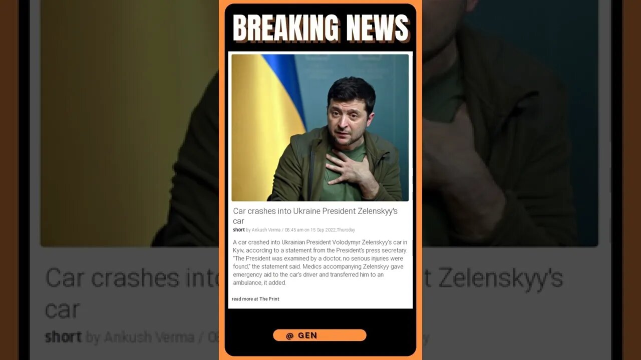 Current News | Car Crashes into Ukraine President Zelenskyy's Car: Caught on Camera! | #shorts #news