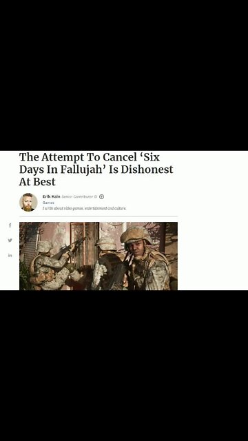 The Attempt To Cancel Six Days In Fallujah Is Dishonest At Best