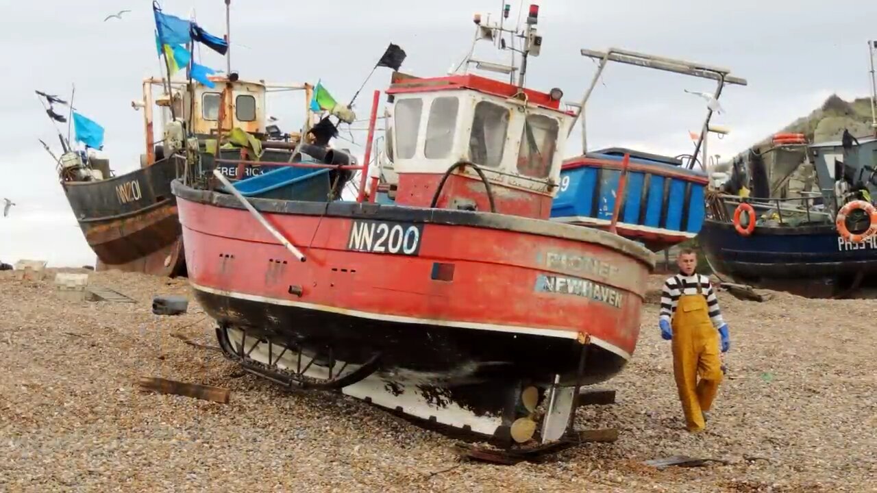 Hastings. Hastings Fishermen. The Stade Hastings Fishing Boats Hauled Onto Beach. RX77 RX419 NN200