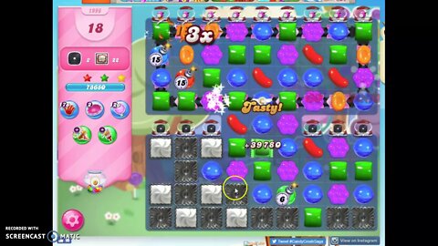 Candy Crush Level 1998 Audio Talkthrough, 3 Stars 0 Boosters