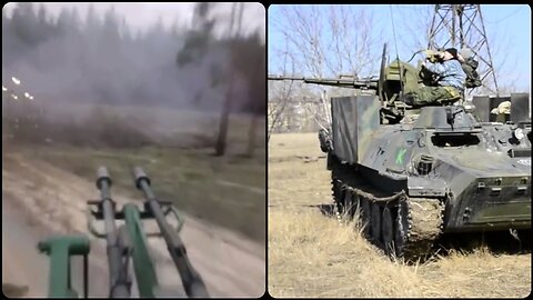 A Russian ZU-23-2 (Soviet) 23mmx152mm Anti Aircraft autocannon in a new role on a armored vehicle