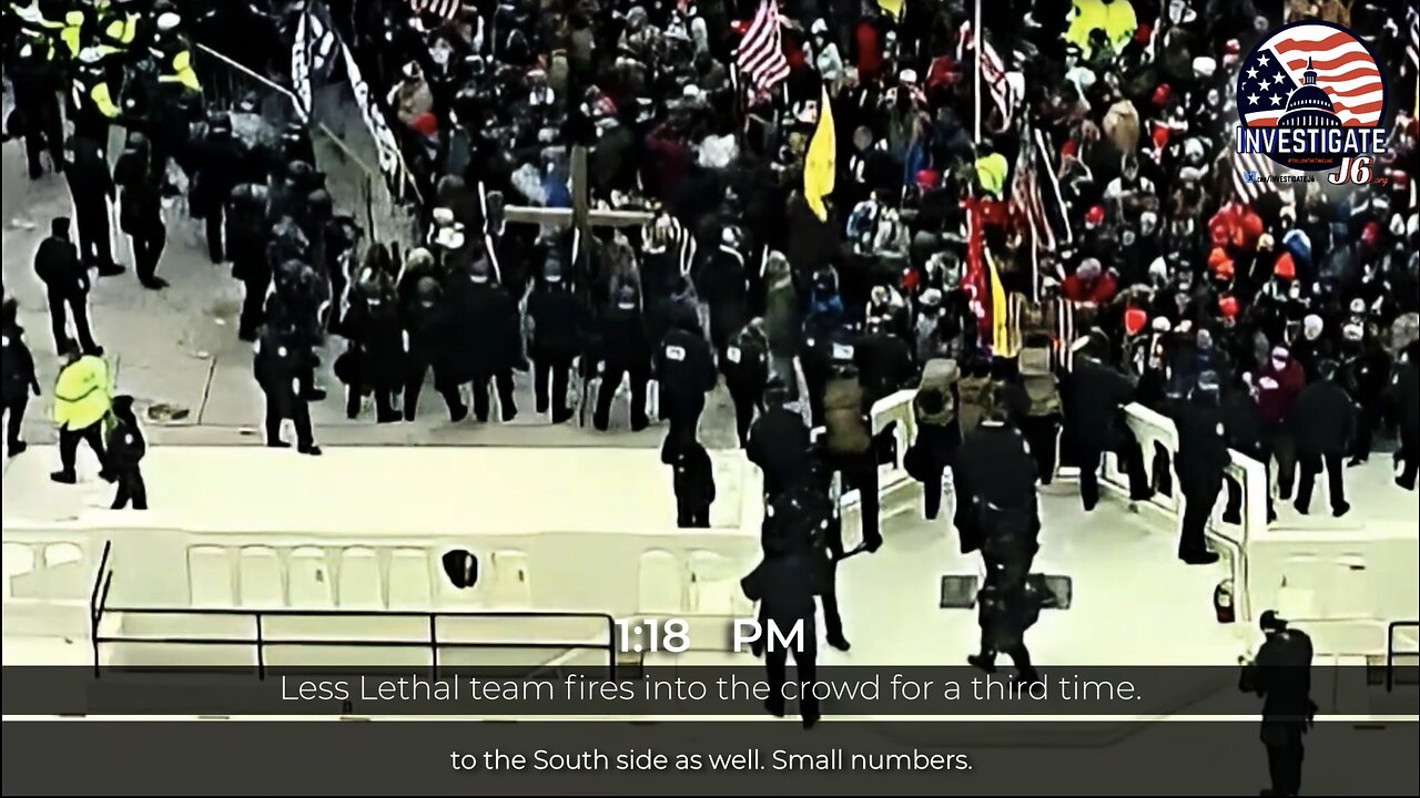J6 1:18 PM Proud Boys Shot by Less Lethal Team Third Shots on the West Plaza.
