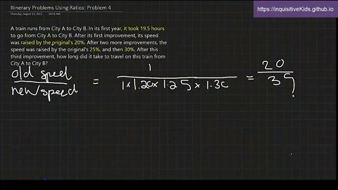 6th Grade Itinerary Problems Using Ratios: Problem 4