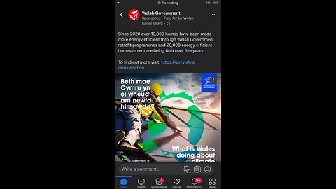 Welsh Government 03/03/2023 advertising on facebook: Climate Change