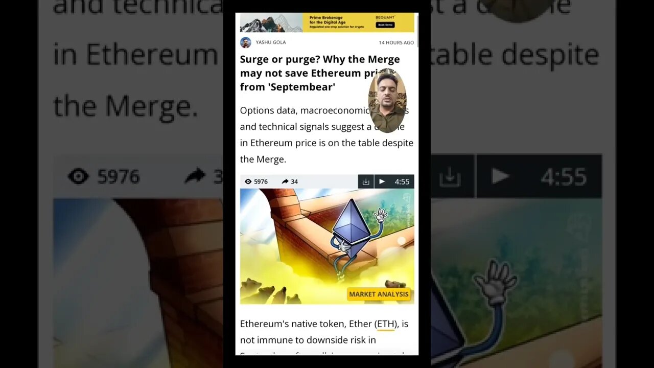 Surge or Purge? Why the Merge May Not Save Ethereum Price From 'Septembear' #cryptoshortsalerts