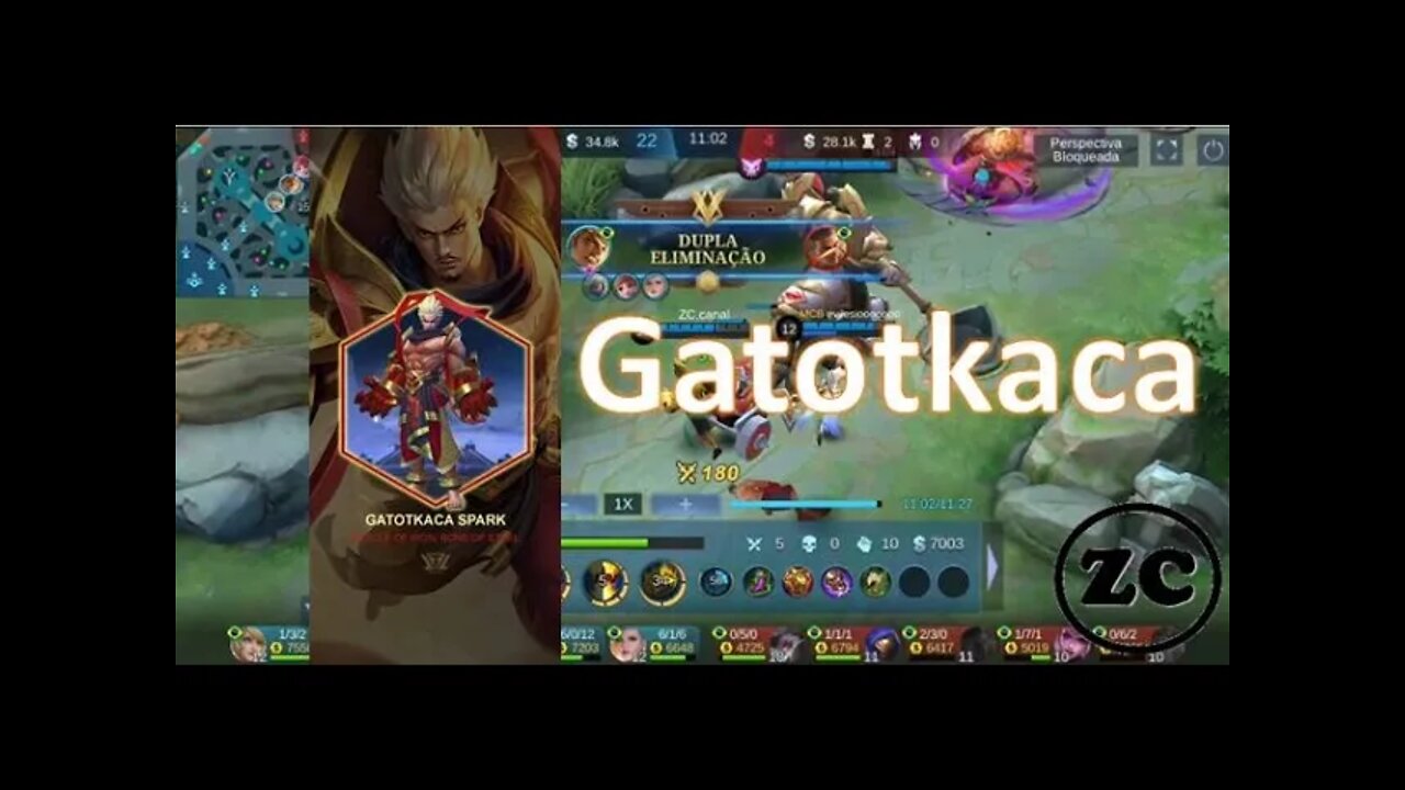 ML - Gameplay Gatotkaca - jogando na XP - ZC