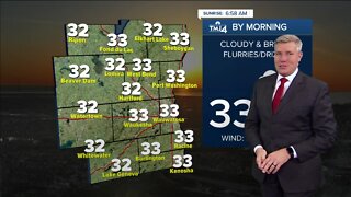 Scattered drizzle, temps near freezing before sunrise