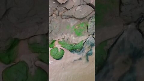 Water on the rocks at a lighthouse