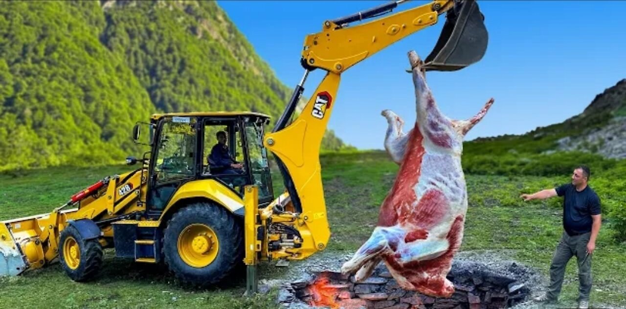 A Giant Bull Roasted Underground! Only An Excavator Cloud Life It!