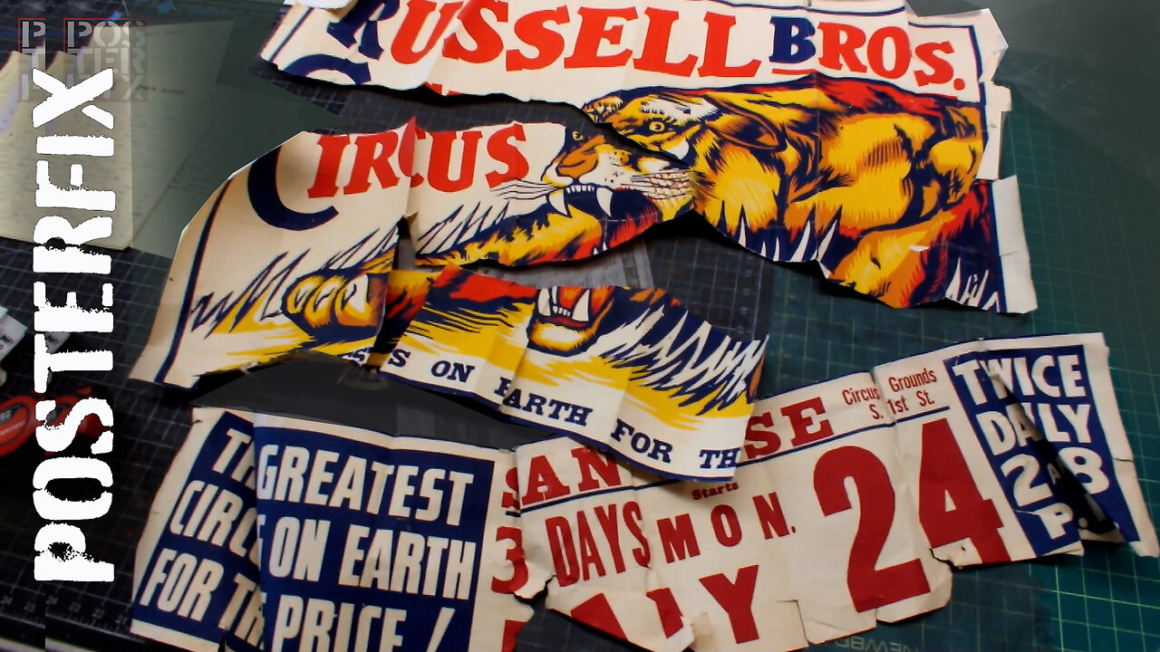 RESTORING a Russell Brothers CIRCUS POSTER from 1930s at Posterfix