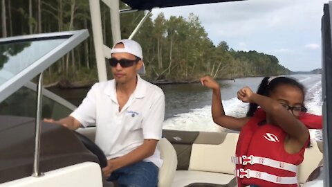 Blasian Babies Sister Kissing "Guns" In A Boat